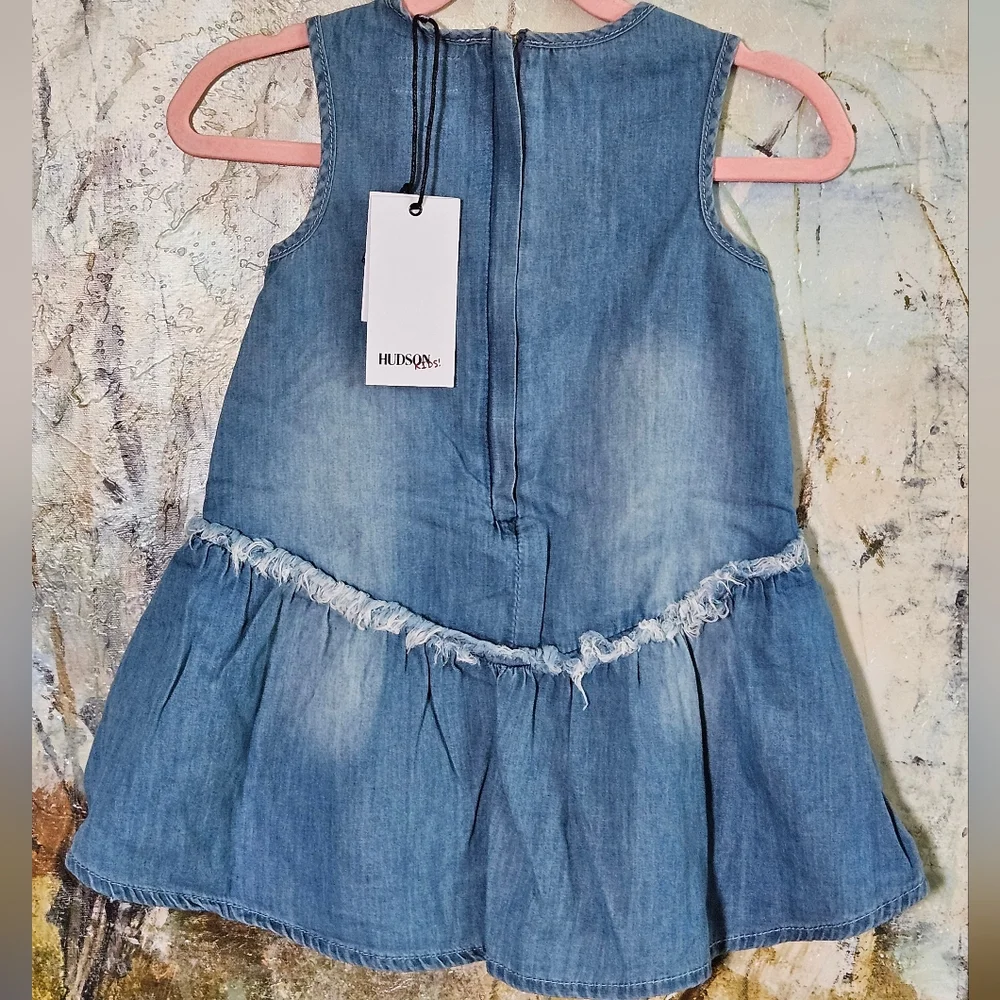 NWT Girls 2T Hudson Jeans Lulu Lace-up Chambray Dress-Light Blue Denim, Toddler